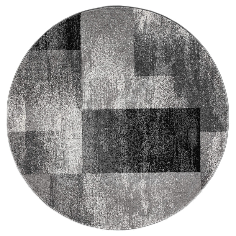 Shale layered Grey Round Rug
