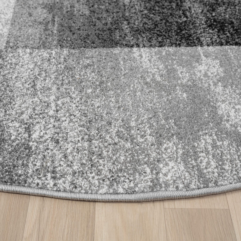 Shale layered Grey Round Rug