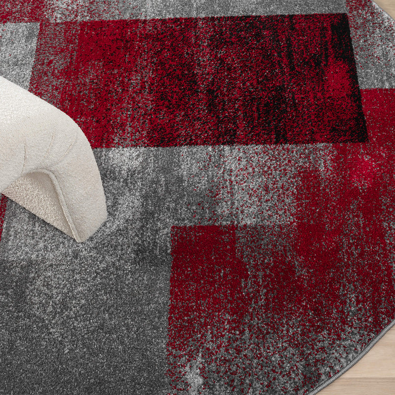 Shale layered Red Round Rug