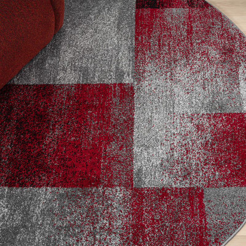 Shale layered Red Round Rug