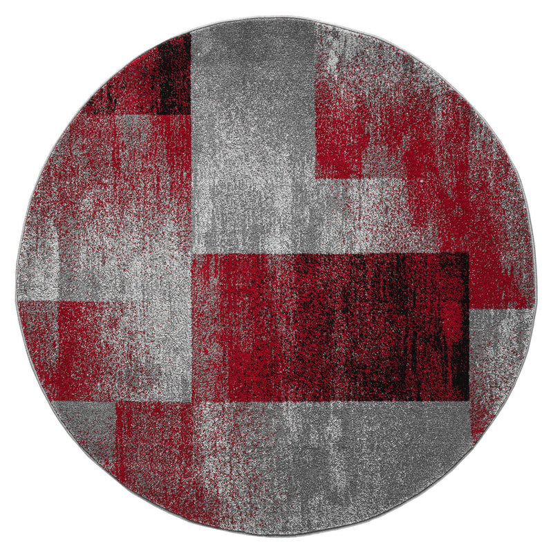 Shale layered Red Round Rug