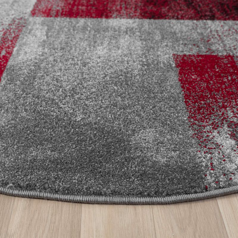 Shale layered Red Round Rug
