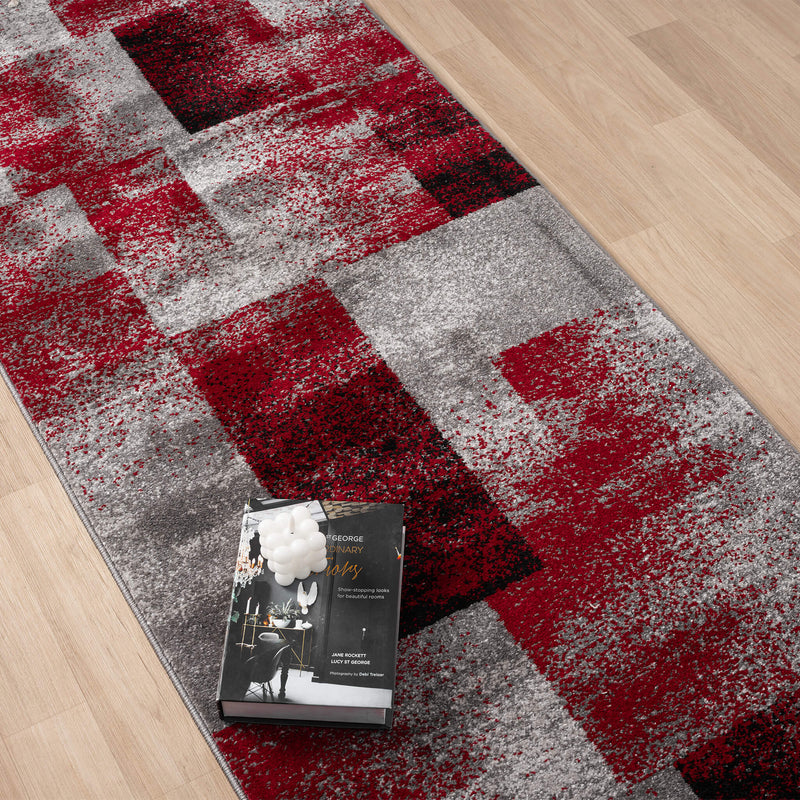 Shale layered Red Runner Rug