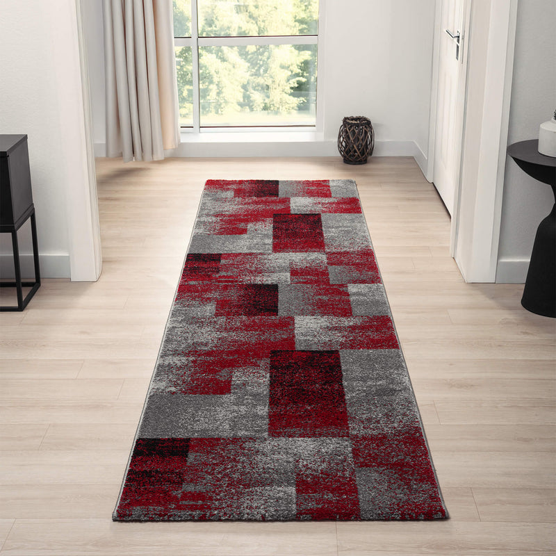 Shale layered Red Runner Rug