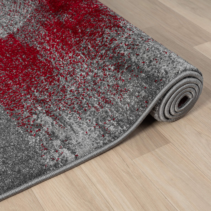 Ruby Red Runner Rug Modern Geometric Style Soft Turkey shed-resistant and anti-static Red ...