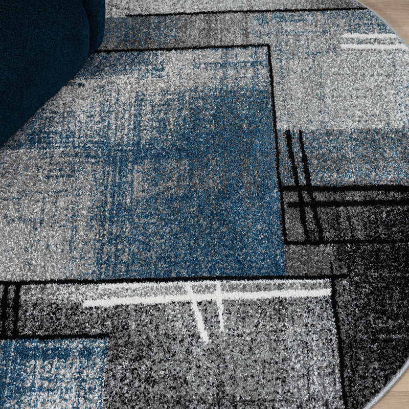 Shale laminated Blue Round Rug