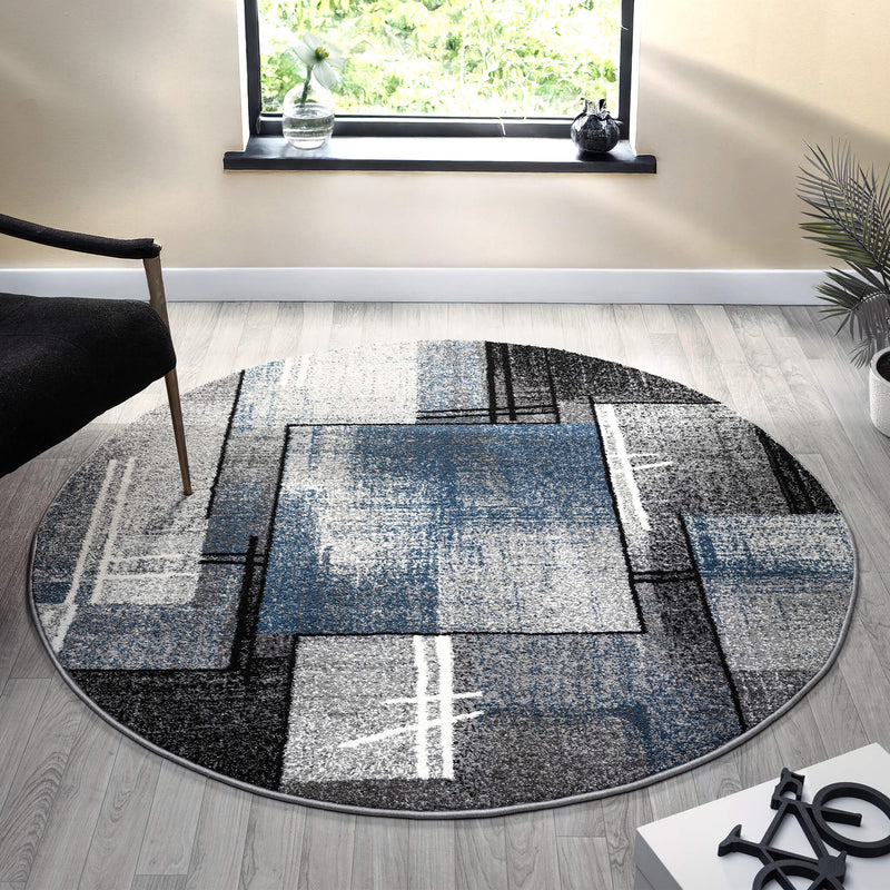 Shale laminated Blue Round Rug