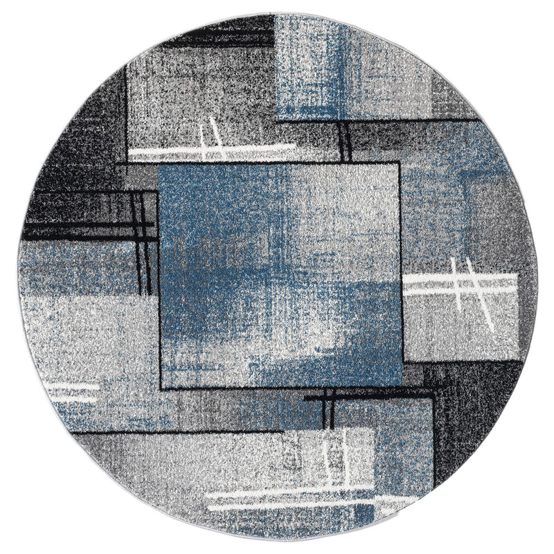 Shale laminated Blue Round Rug