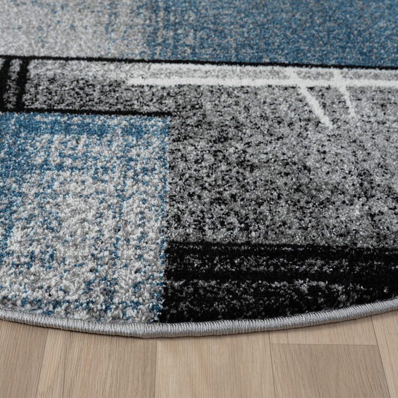 Shale laminated Blue Round Rug