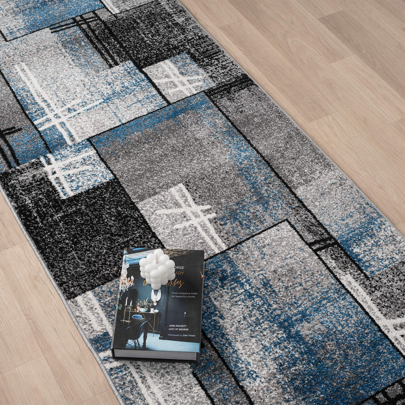 Shale laminated Blue Runner Rug