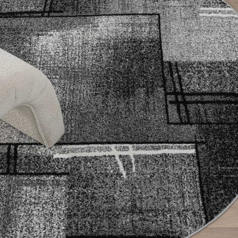 Shale laminated Grey Round Rug