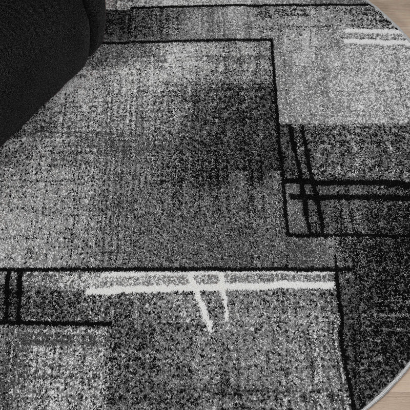 Shale laminated Grey Round Rug