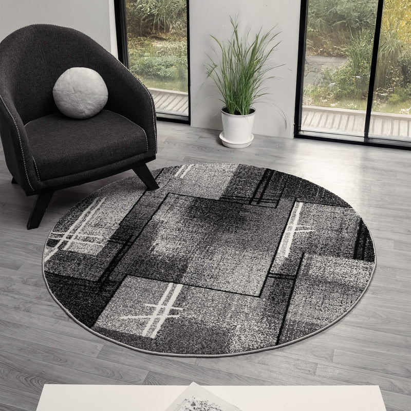 Shale laminated Grey Round Rug
