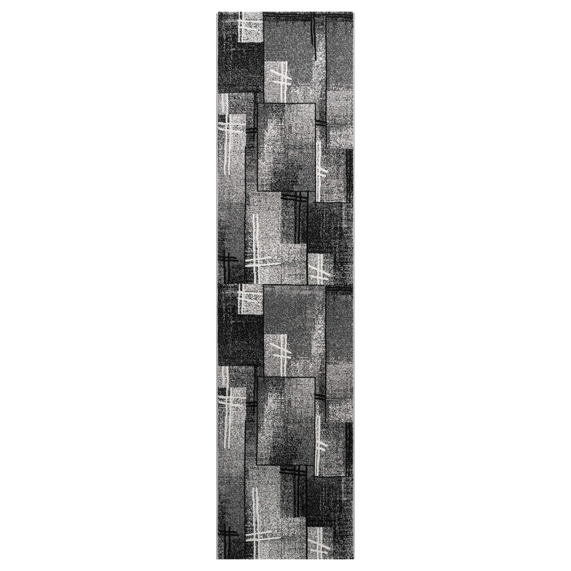 Grey Colored Rug Runner Modern Geometric Style Soft Turkey shed-resistant and anti-static Grey ...