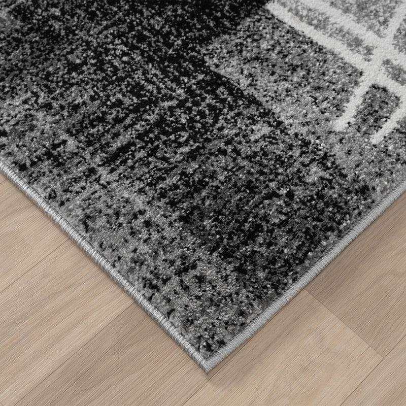 Grey Rug Print Modern Geometric Style Soft Turkey shed-resistant and anti-static Grey ...