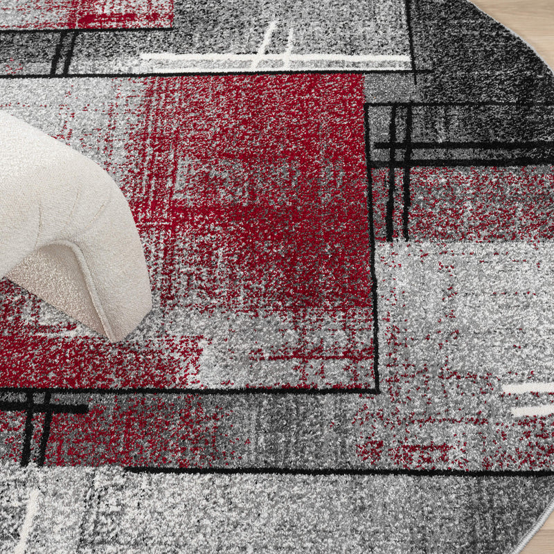 Shale laminated Red Round Rug