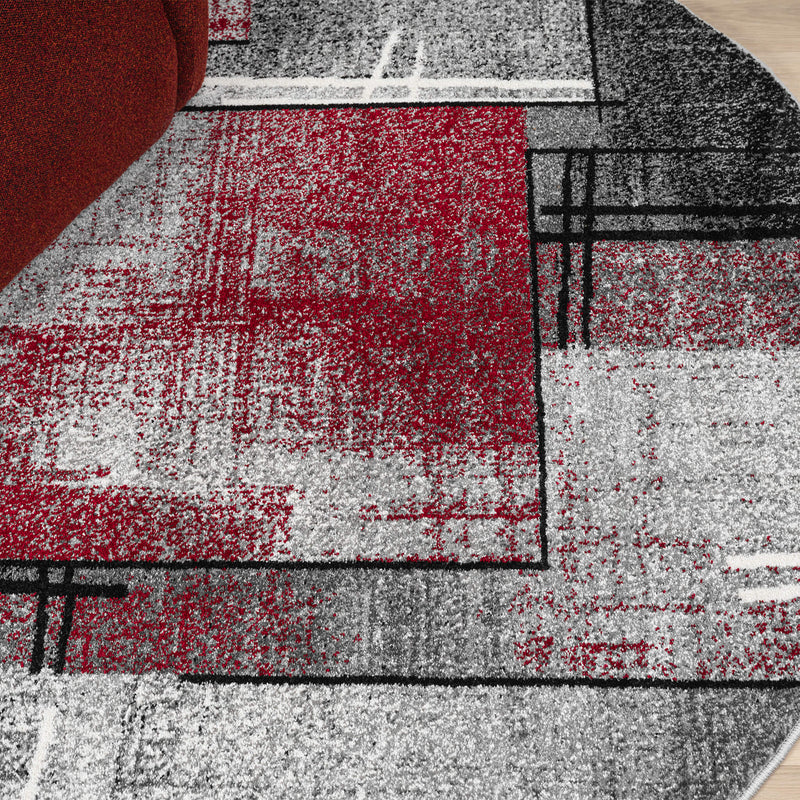 Shale laminated Red Round Rug