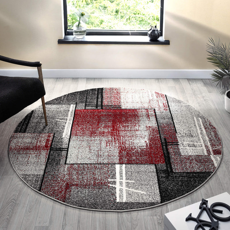 Shale laminated Red Round Rug