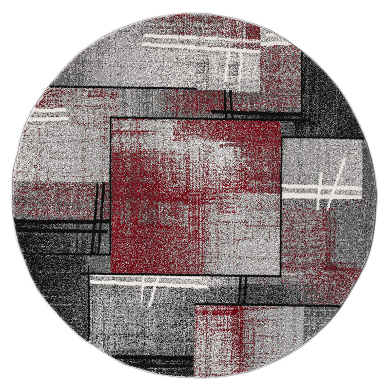 Shale laminated Red Round Rug
