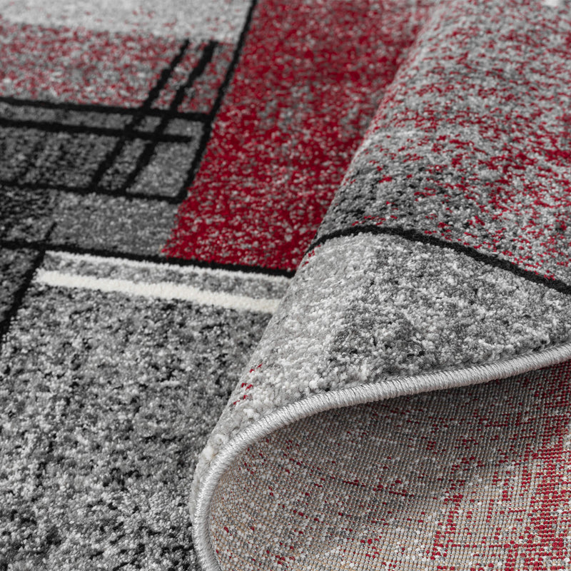 Clamshell Pattern Rug Red Modern Geometric Style Soft Turkey shed-resistant and anti-static Red ...