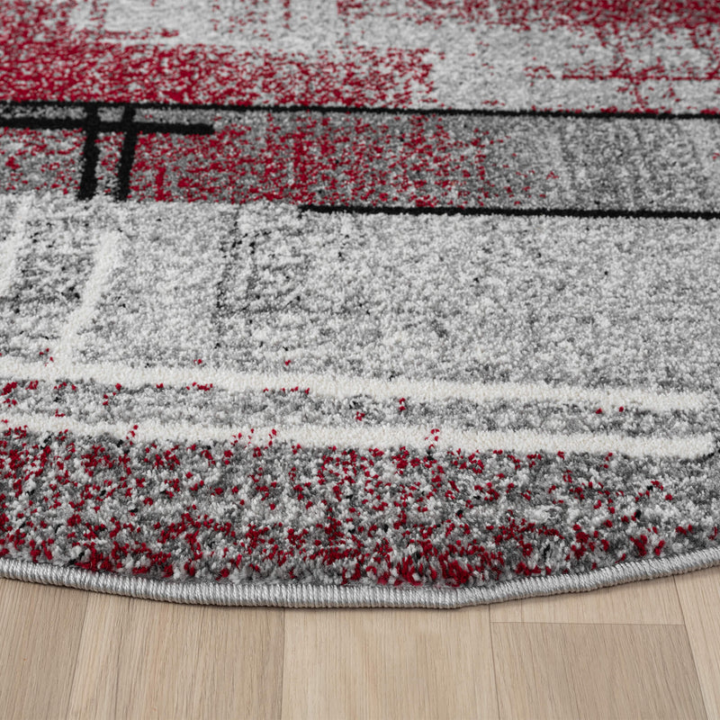 Shale laminated Red Round Rug