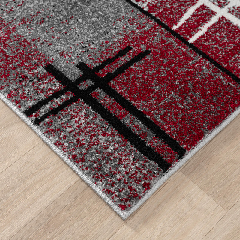 Red Trail Rug Modern Geometric Style Soft Turkey shed-resistant and anti-static Red ...