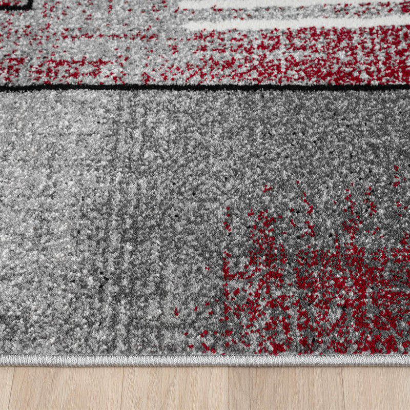 Clamshell Pattern Rug Red Modern Geometric Style Soft Turkey shed-resistant and anti-static Red ...