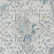 Celestial Medallion Flower Grey Blue Runner Rug