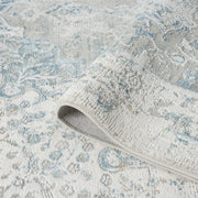 Celestial Medallion Flower Grey Blue Runner Rug