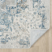 Celestial Medallion Flower Grey Blue Runner Rug