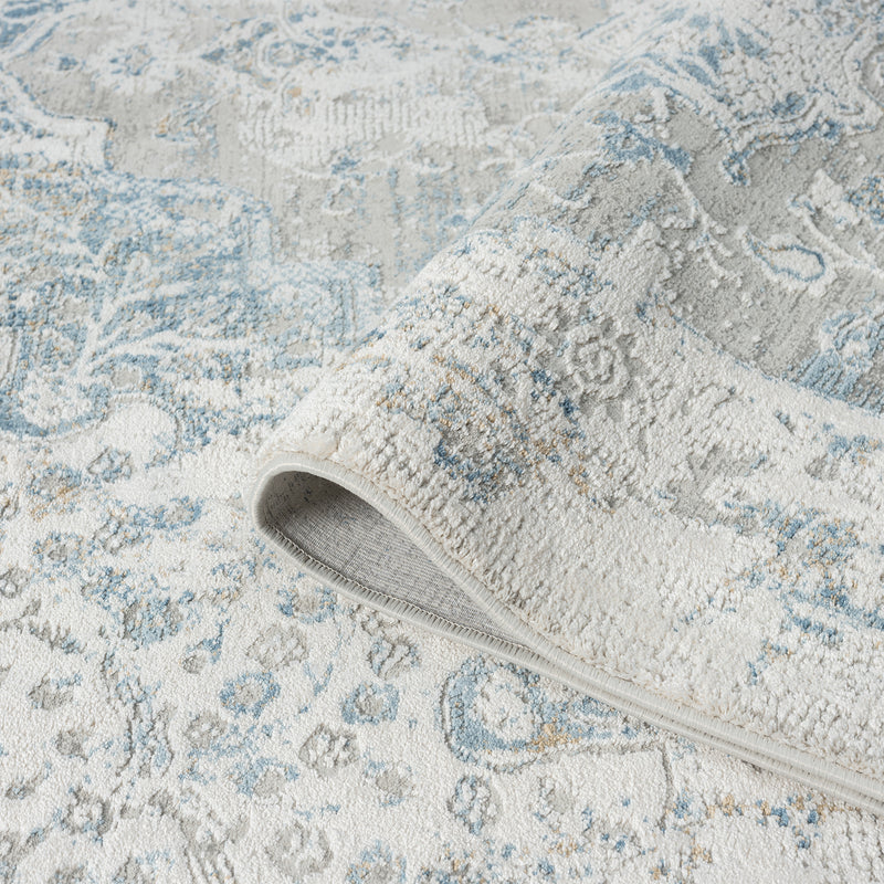 Celestial Medallion Flower Grey Blue Rug