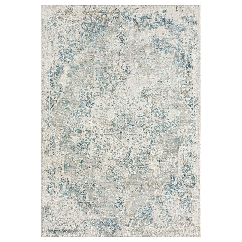 Celestial Medallion Flower Grey Blue Rug
