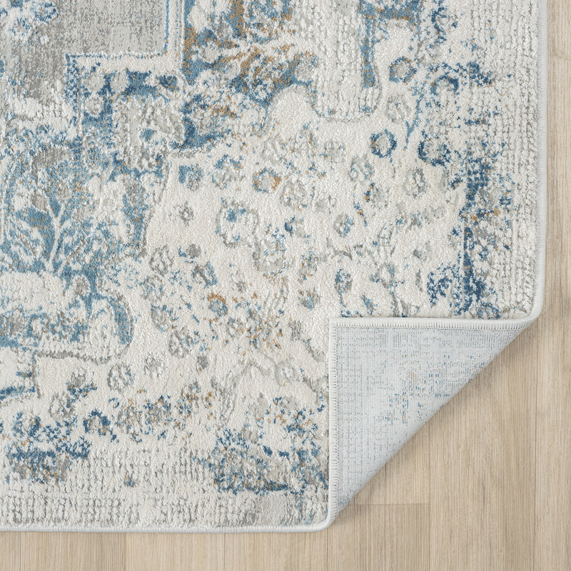 Celestial Medallion Flower Grey Blue Rug