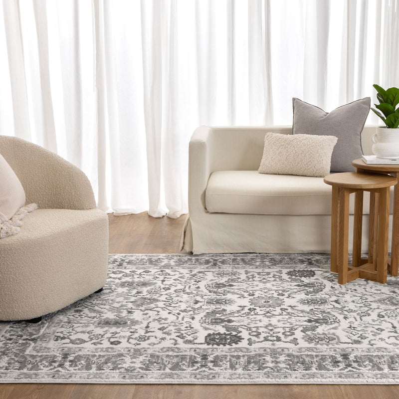 Mesa Oriental Border Grey Rug