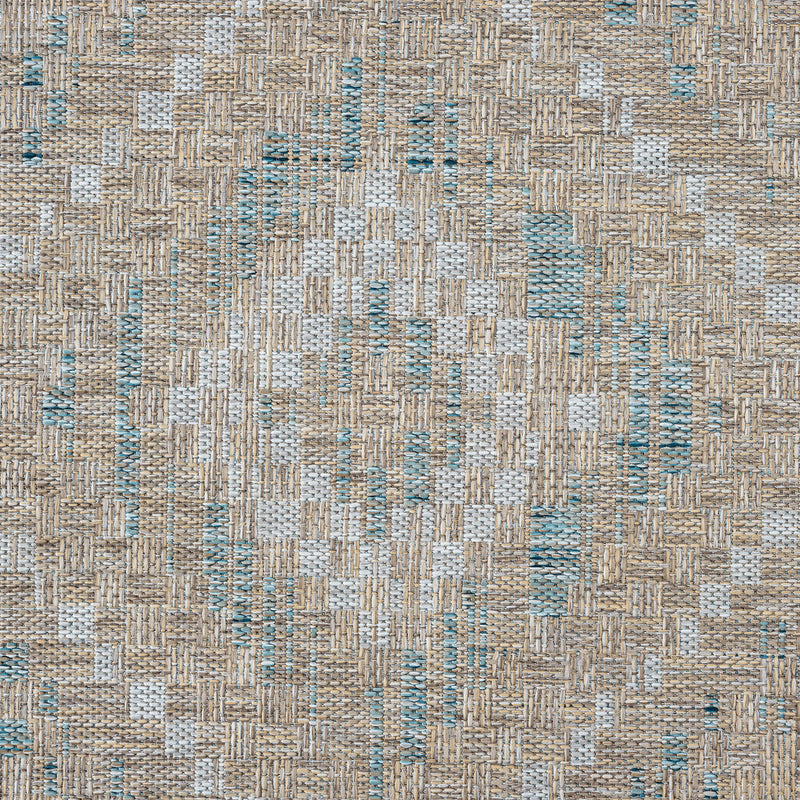 Exterior Medal Ash Blue Runner Rug