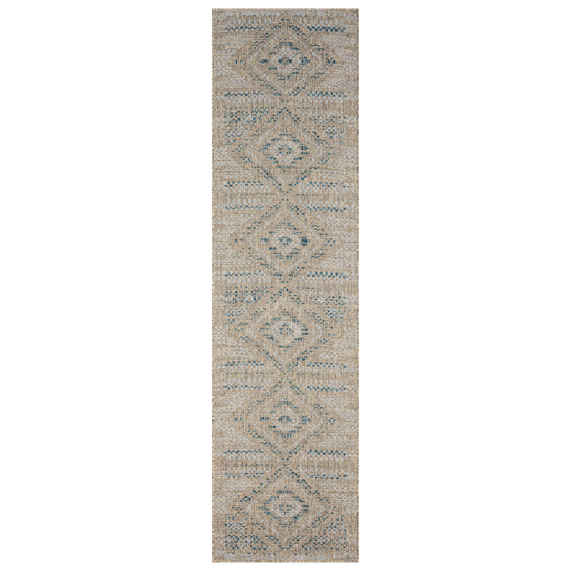 Exterior Medal Ash Blue Runner Rug