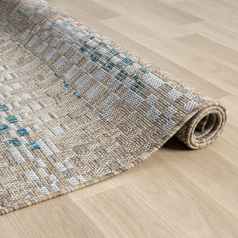 Exterior Medal Ash Blue Runner Rug