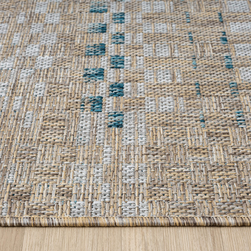 Exterior Medal Ash Blue Runner Rug