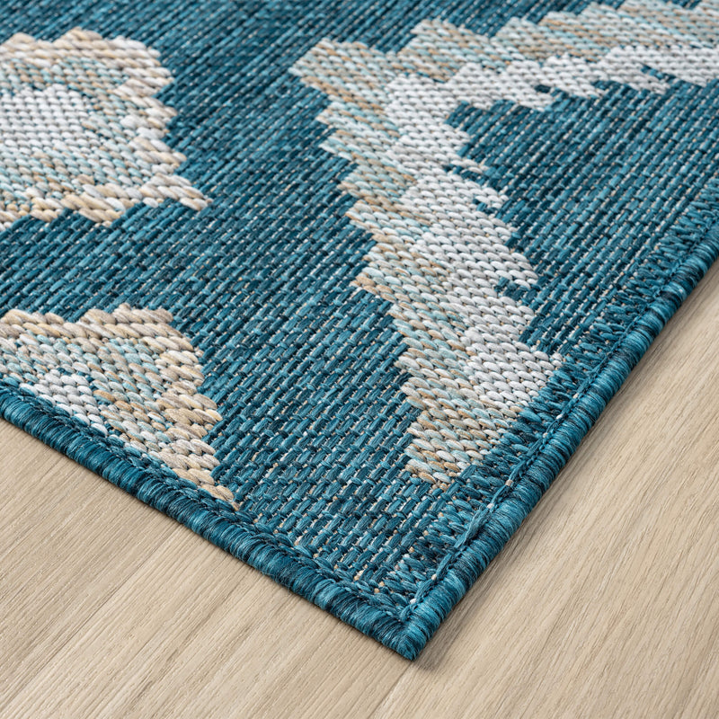 Exterior Diamond weave Turquoise Runner Rug
