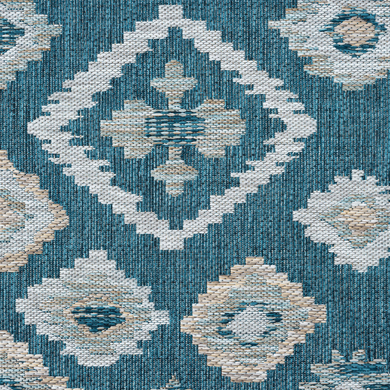 Exterior Diamond weave Turquoise Runner Rug