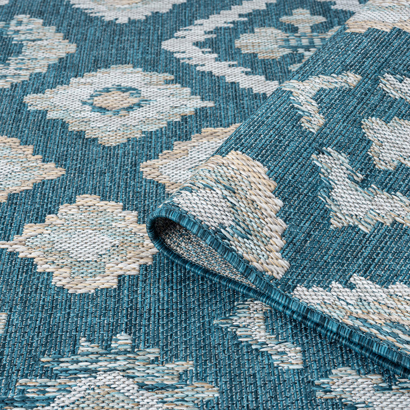 Exterior Diamond weave Turquoise Blue Rug