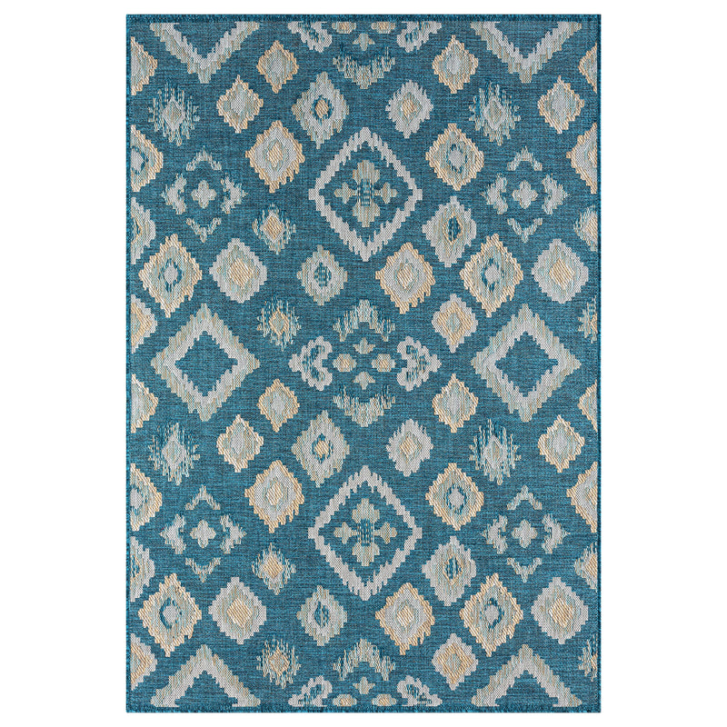 Exterior Diamond weave Turquoise Blue Rug