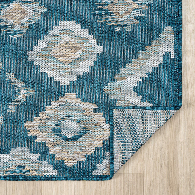 Exterior Diamond weave Turquoise Blue Rug