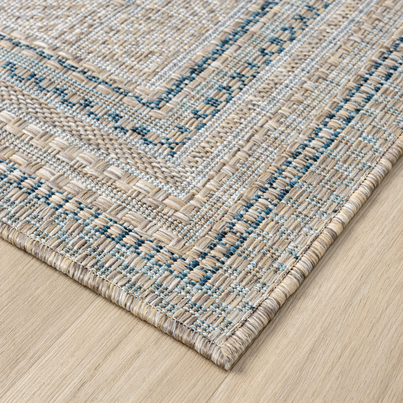 Exterior Plain Border Blue Rug