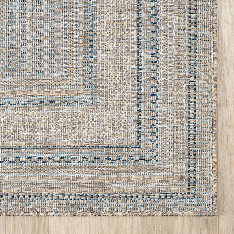 Exterior Plain Border Blue Rug