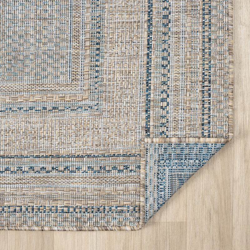 Exterior Plain Border Blue Rug