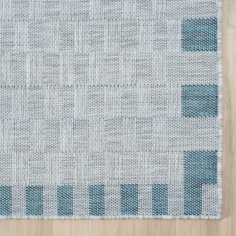 Exterior Cloud Border Blue Rug