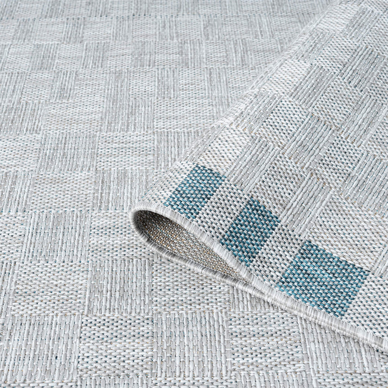 Exterior Cloud Border Blue Runner Rug