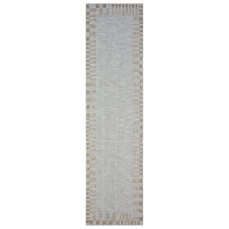 Exterior Cloud Border Beige Runner Rug