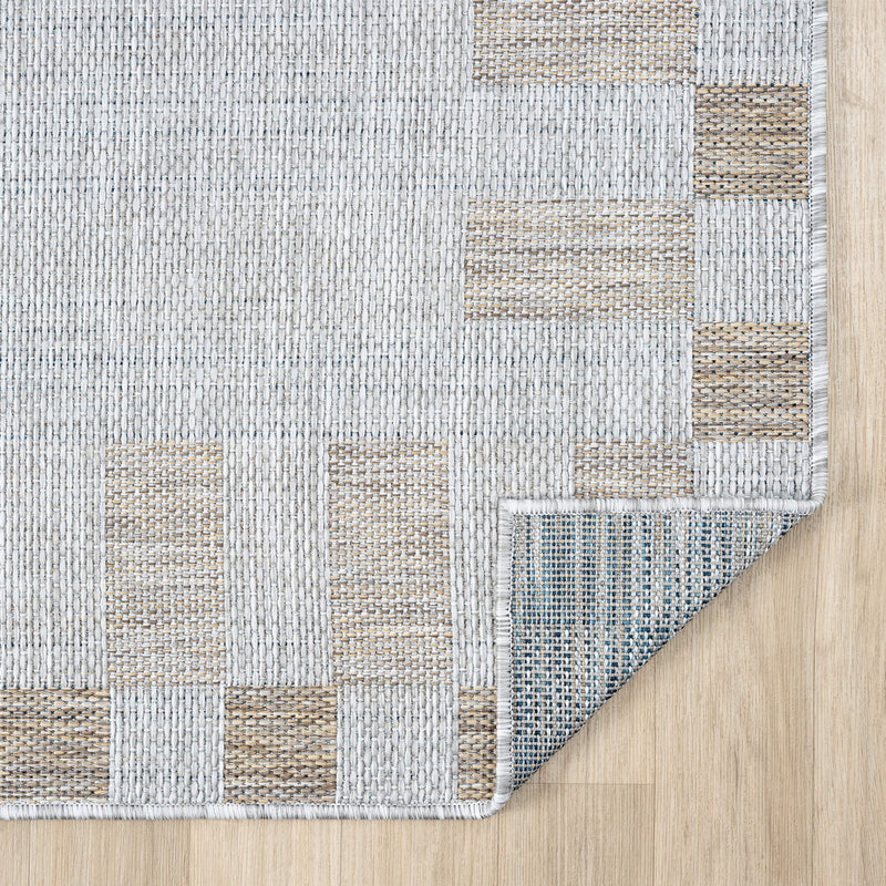 Exterior Cloud Border Beige Runner Rug